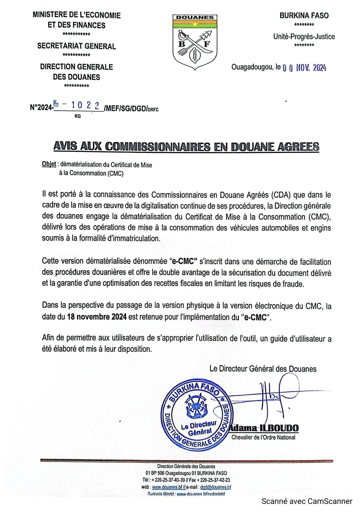 La Douane annonce la dématérialisation du Certificat de Mise à la Consommation (CMC)