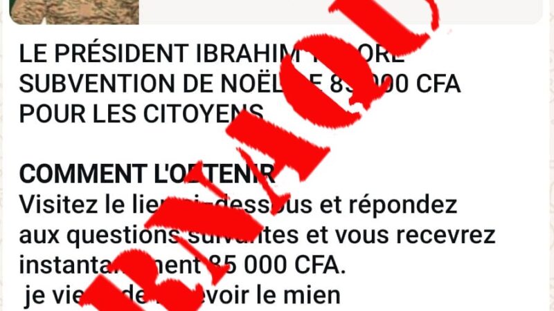 Supposée subvention du Président du Faso pour Noël : une information fausse et malveillante