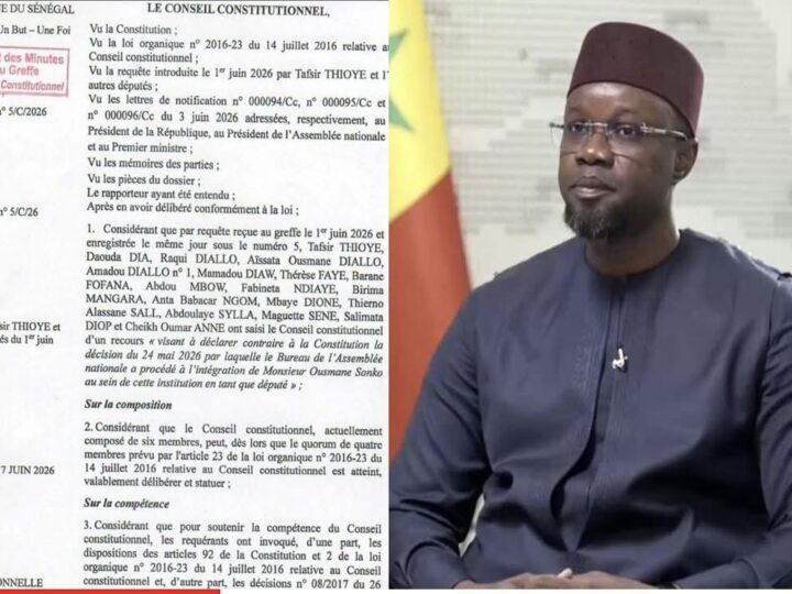 SENEGAL : Le Conseil constitutionnel se déclare « INCOMPÉTENT » sur le Recours contre le retour Sonko à l&rsquo;Assemblée