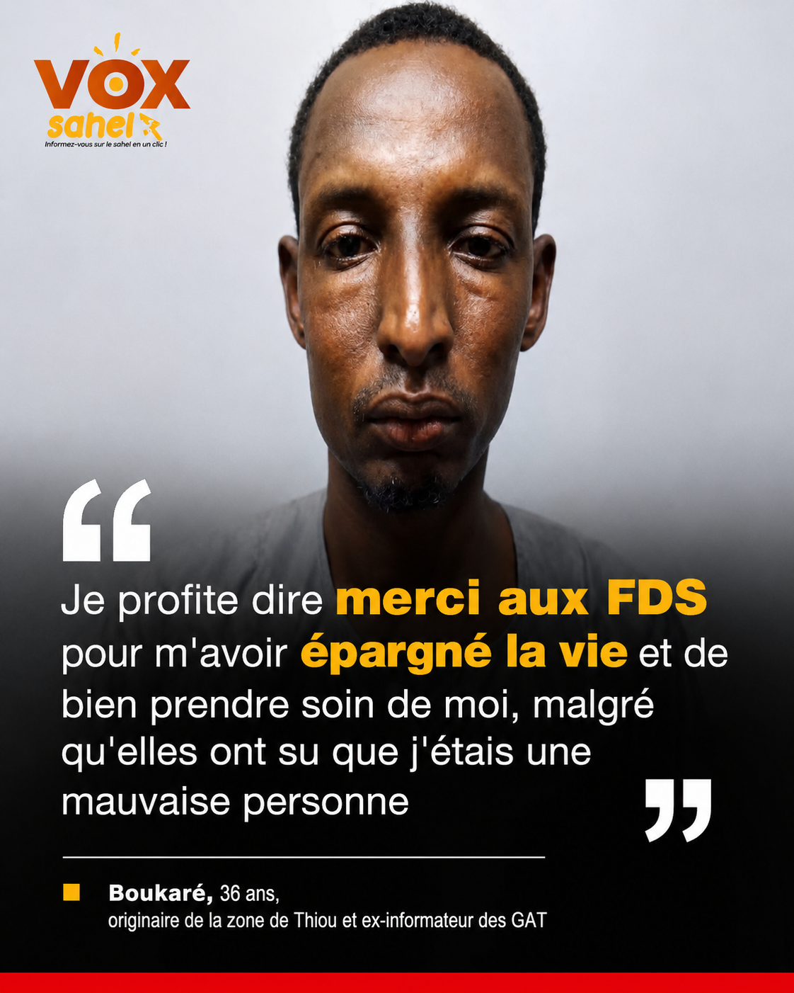 YATENGA : UN INFORMATEUR DES GROUPES ARMÉS REGRETTE SON RÔLE ET APPELLE À LA REPENTANCE