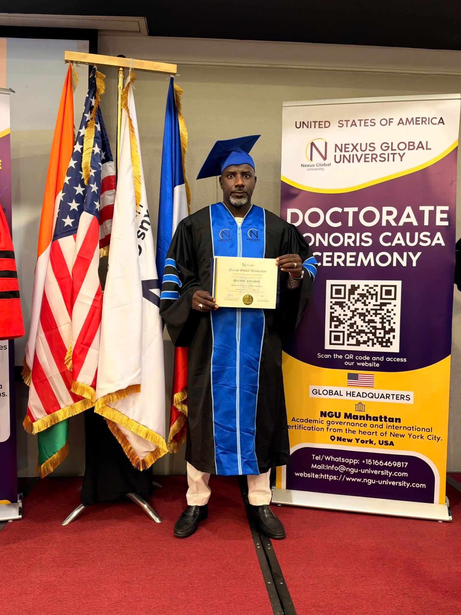 Entrepreneuriat : Amadou Diandé élevé au rang de Docteur Honoris Causa en administration des affaires par Nexus Global University à New York